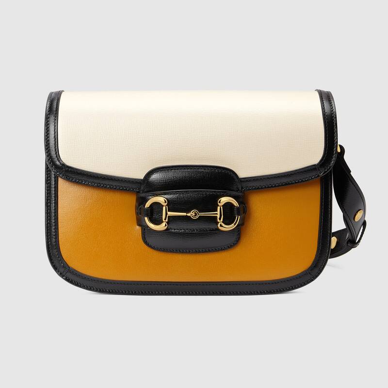 Gucci Horsebit 1955 shoulder bag 602204 Burnt orange and white leather