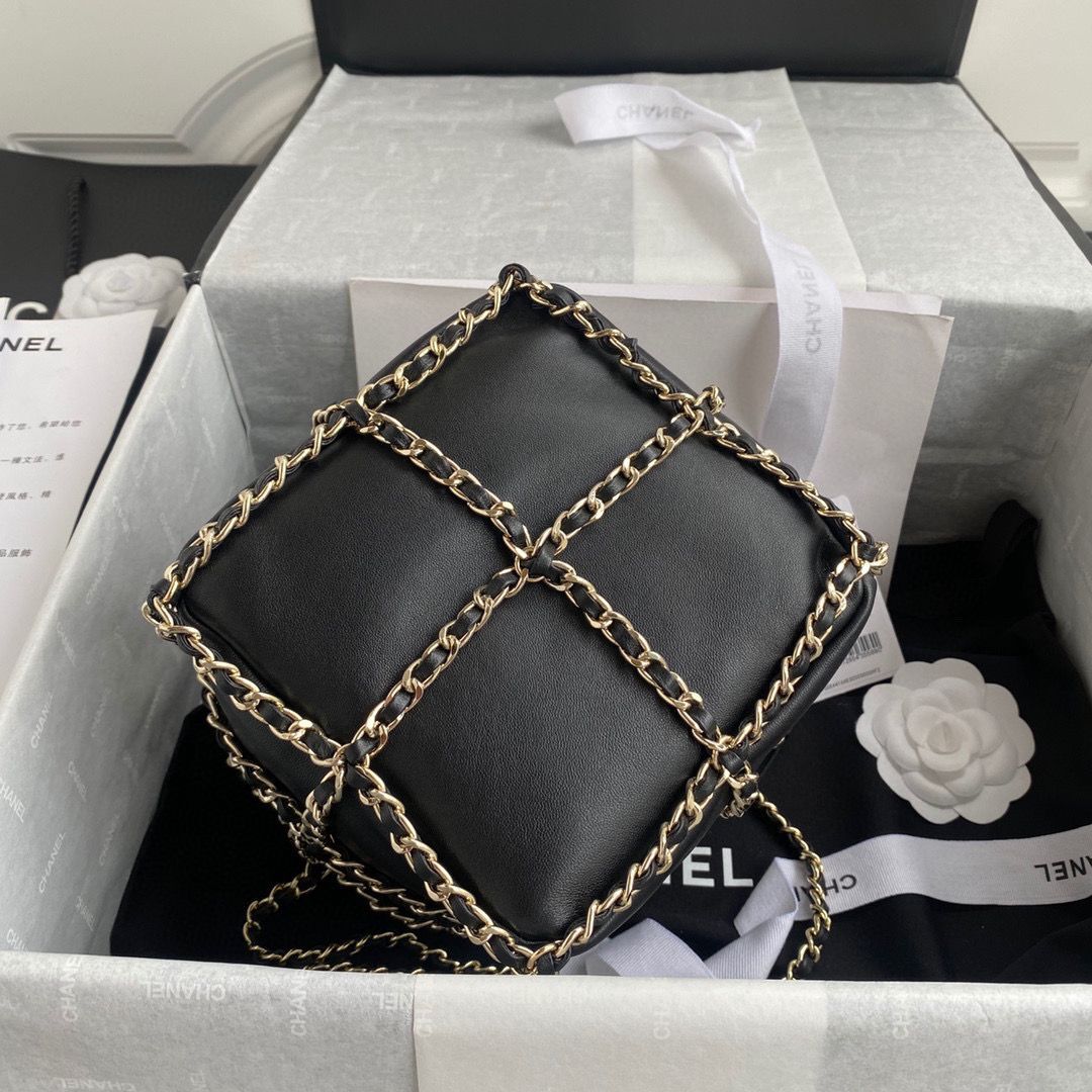 Chanel Drawstring Bag Lambskin & Gold Metal AS2314 AS2313 Black