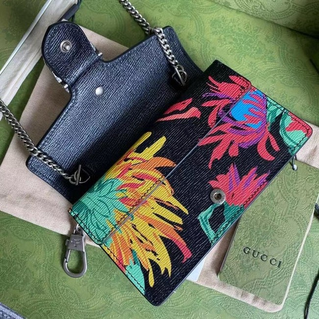 Gucci Dionysus Leather Super mini Bag  476432 Black Flower