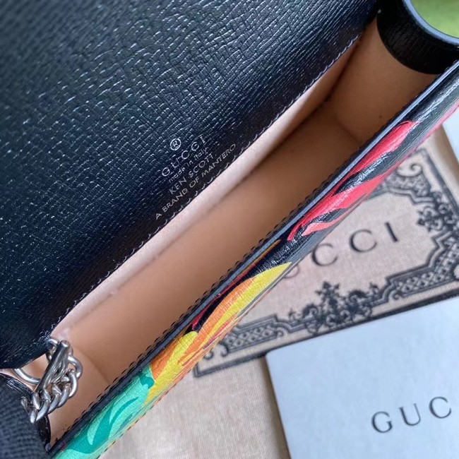 Gucci Dionysus Leather Super mini Bag  476432 Black Flower
