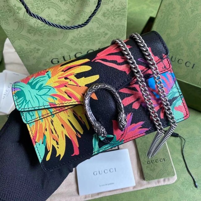 Gucci Dionysus Leather Super mini Bag 476432 Black Flower