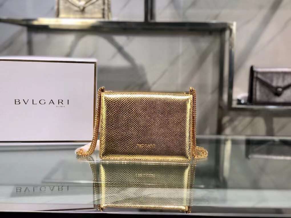 Bvlgari Serpenti Forever leather small crossbody bag B210544 gold