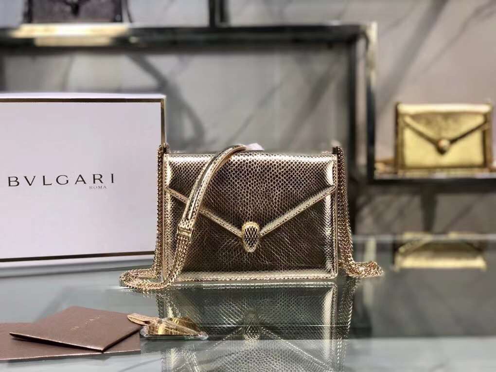 Bvlgari Serpenti Forever leather small crossbody bag B210544 light gold