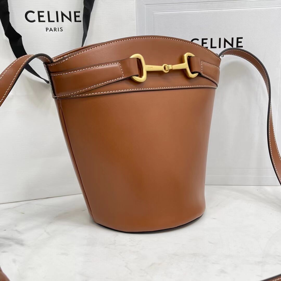 Celine BUCKET BAG IN SHINY CALFSKIN CR92072 brown