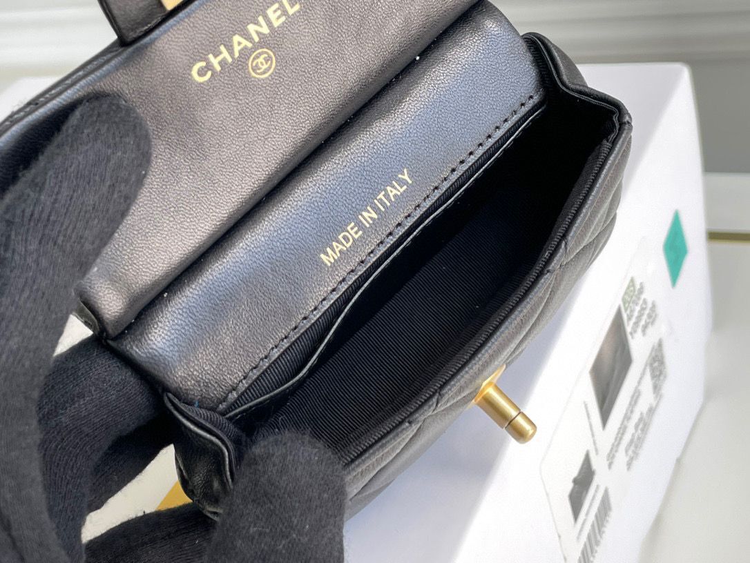 CHANEL Top Handle Micro Mini Wallet On Chain AP2206 Black