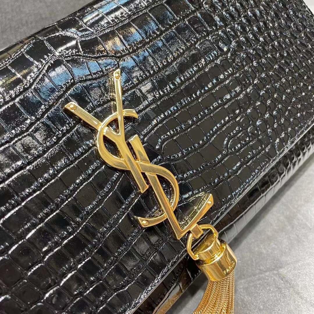 YSL Saint Laurent Medium Kate Bag Y306079 Black Gold hardware