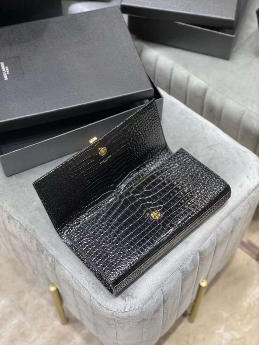 YSL Saint Laurent Medium Kate Bag Y306079 Black Gold hardware