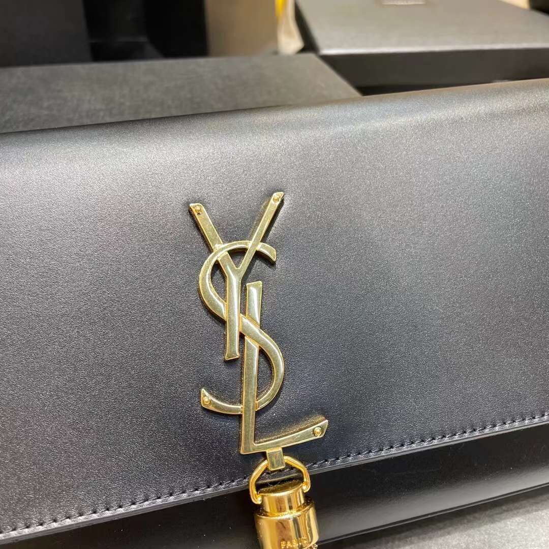 YSL Saint Laurent Medium Kate Bag Y306080 Black Gold hardware
