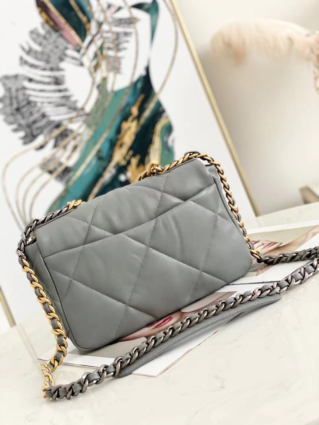 CHANEL 19 Flap Bag AS1160 AS1161 AS1162 grey