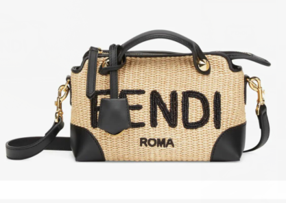 FENDI Braided Straw Bag F1578 Black