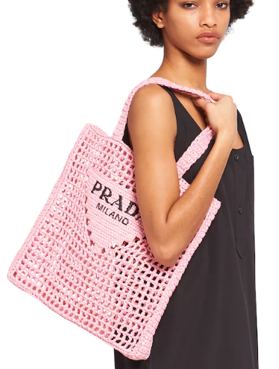 Prada Raffia tote bag 1BG393 pink