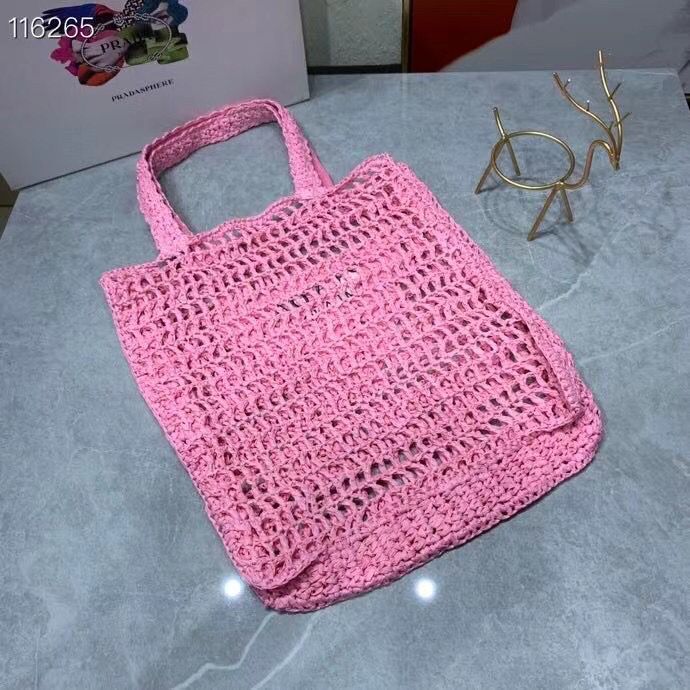 Prada Raffia tote bag 1BG393 pink