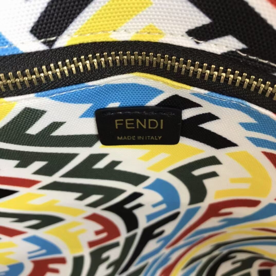 FENDI SHOPPER Multicolor jacquard FF Vertigo bag 8BH357AFL