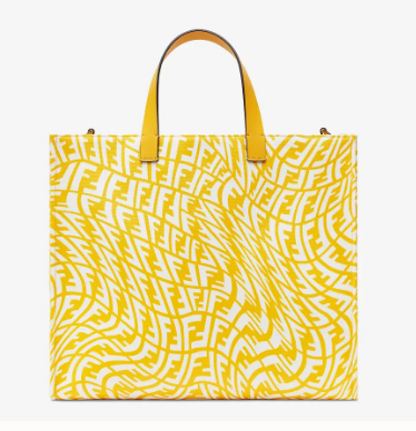 FENDI SHOPPER Yellow glazed canvas bag 8BH357AF