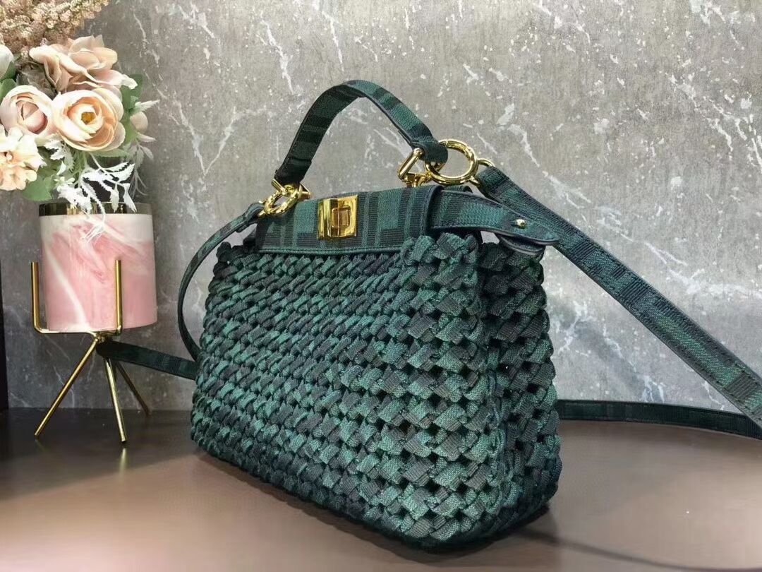 Fendi PEEKABOO ISEEU Weave Bag F4587 blackish green