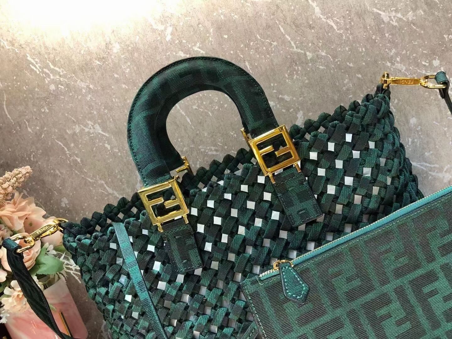 Fendi Weave Bag F6501 blackish green