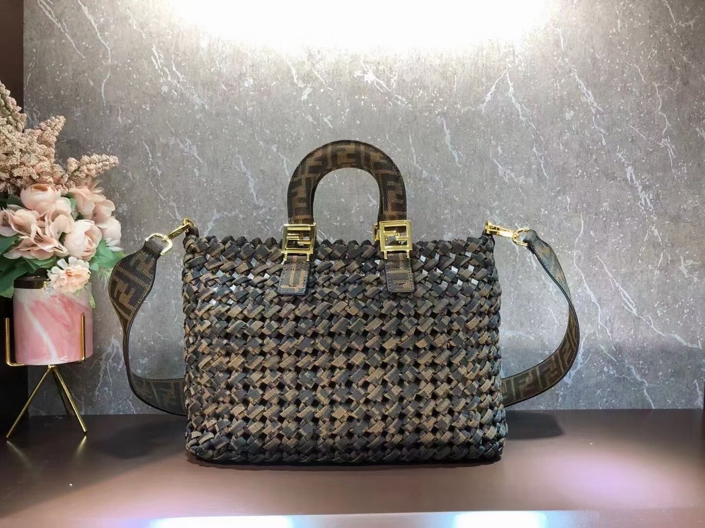 Fendi Weave Bag F6501 brown