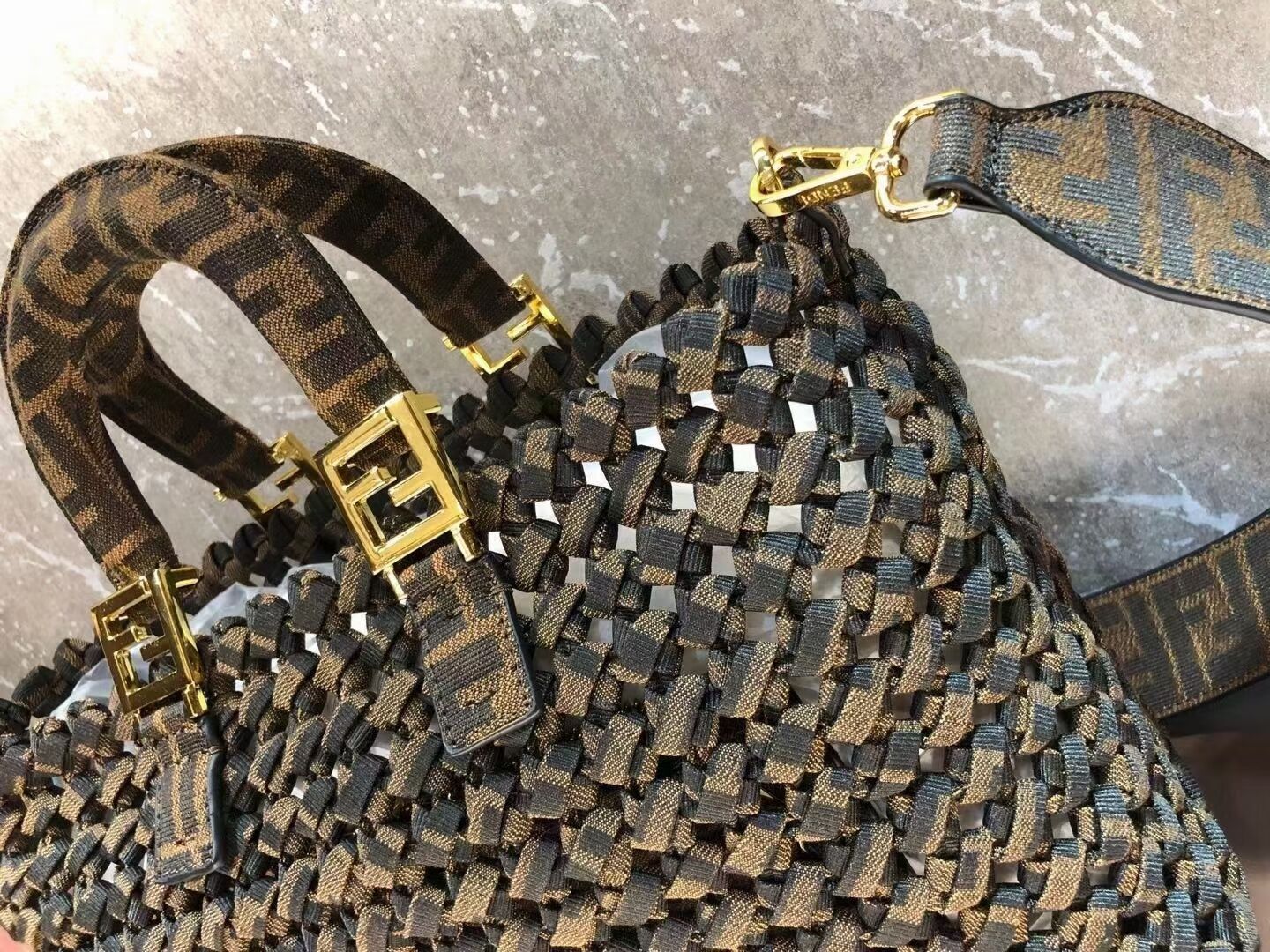 Fendi Weave Bag F6501 brown