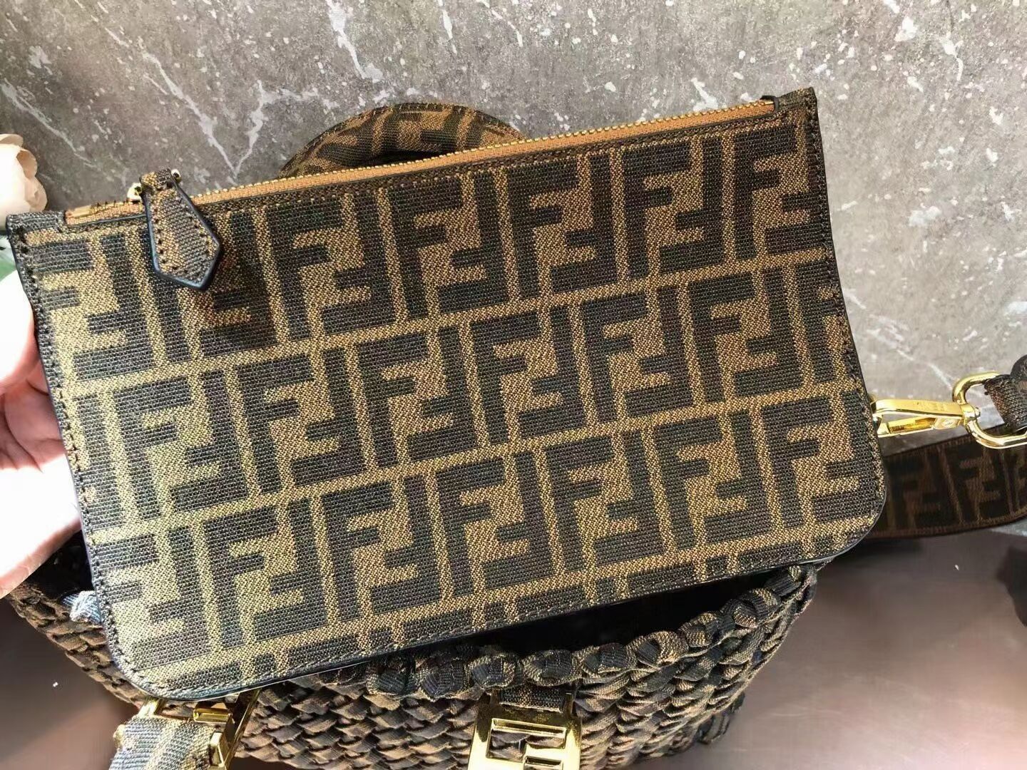 Fendi Weave Bag F6501 brown