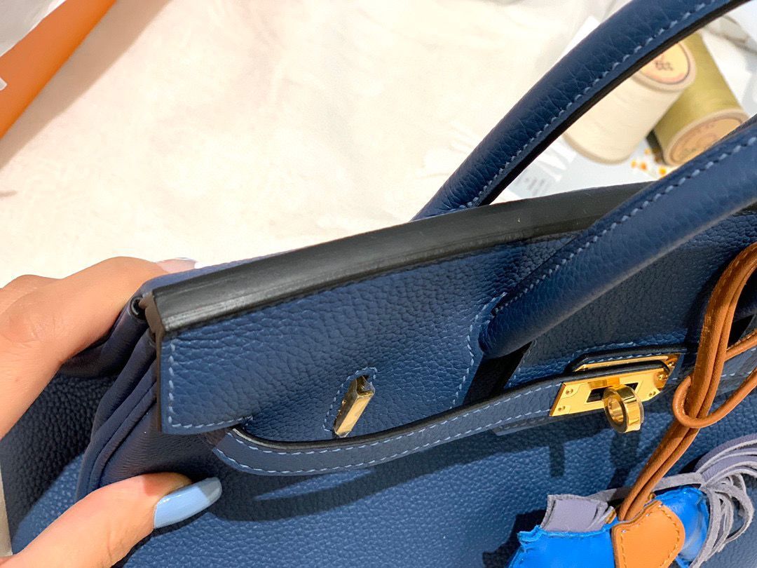 Hermes Birkin 25CM Togo Bag Original Leather H25E Dark Blue