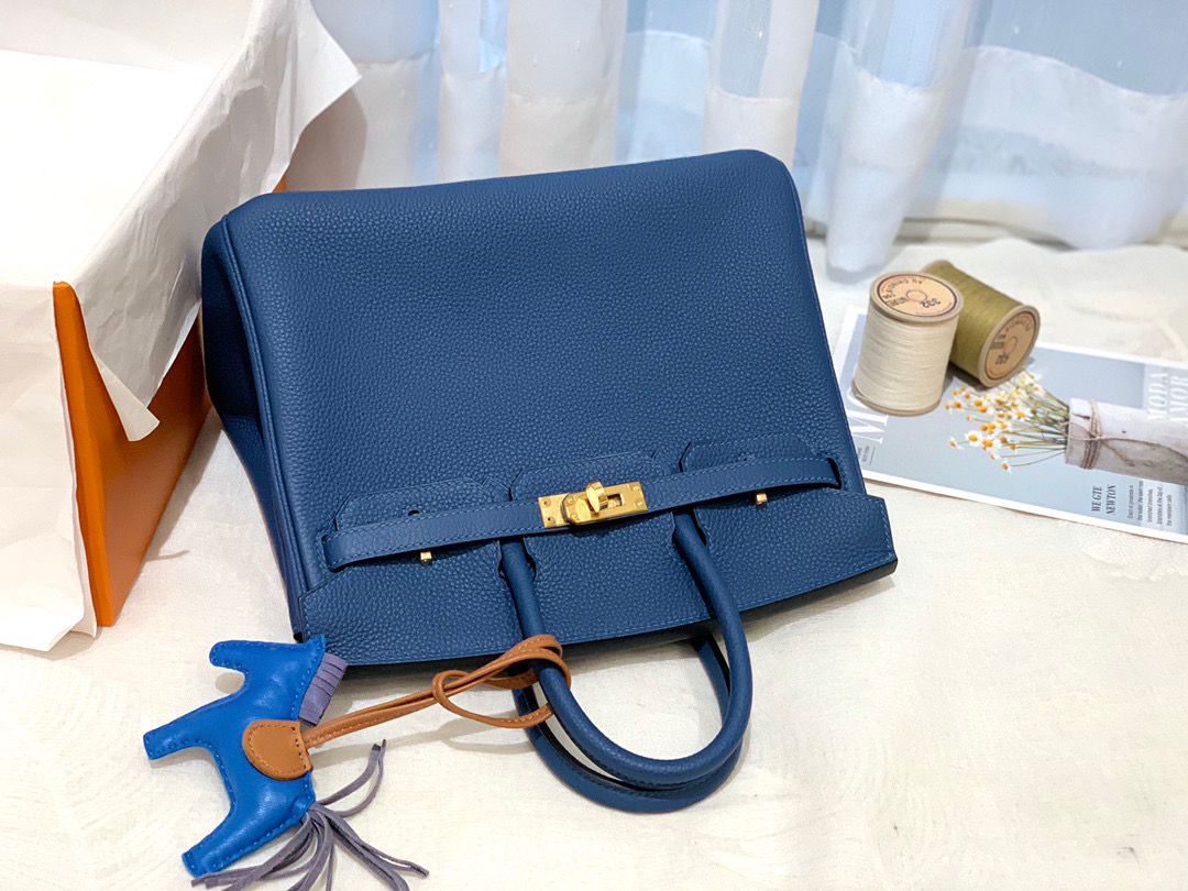 Hermes Birkin 25CM Togo Bag Original Leather H25E Dark Blue