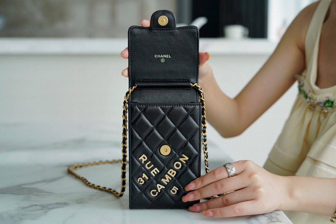 CHANEL Shoulder Micro Mini Bag On Chain AP2288 Black