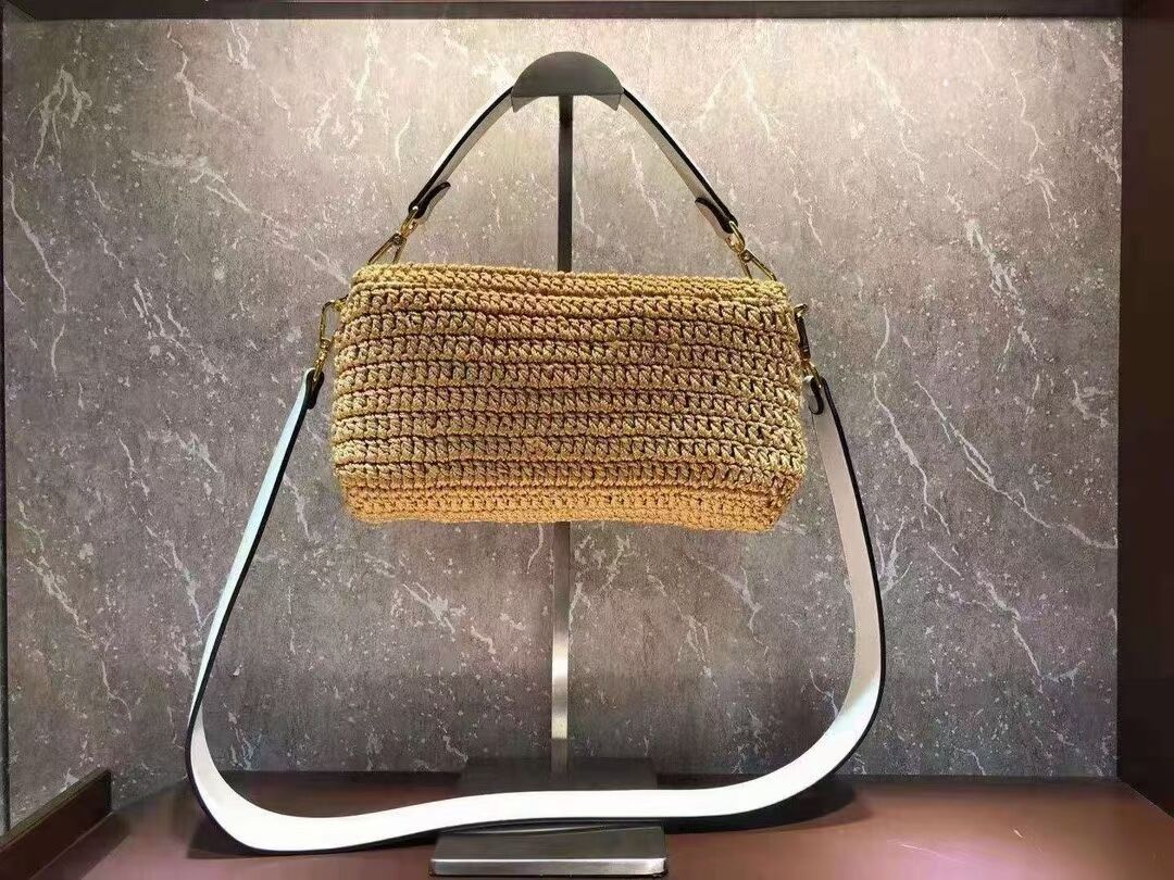 Fendi BAGUETTE yellow cotton crochet bag 8BR600