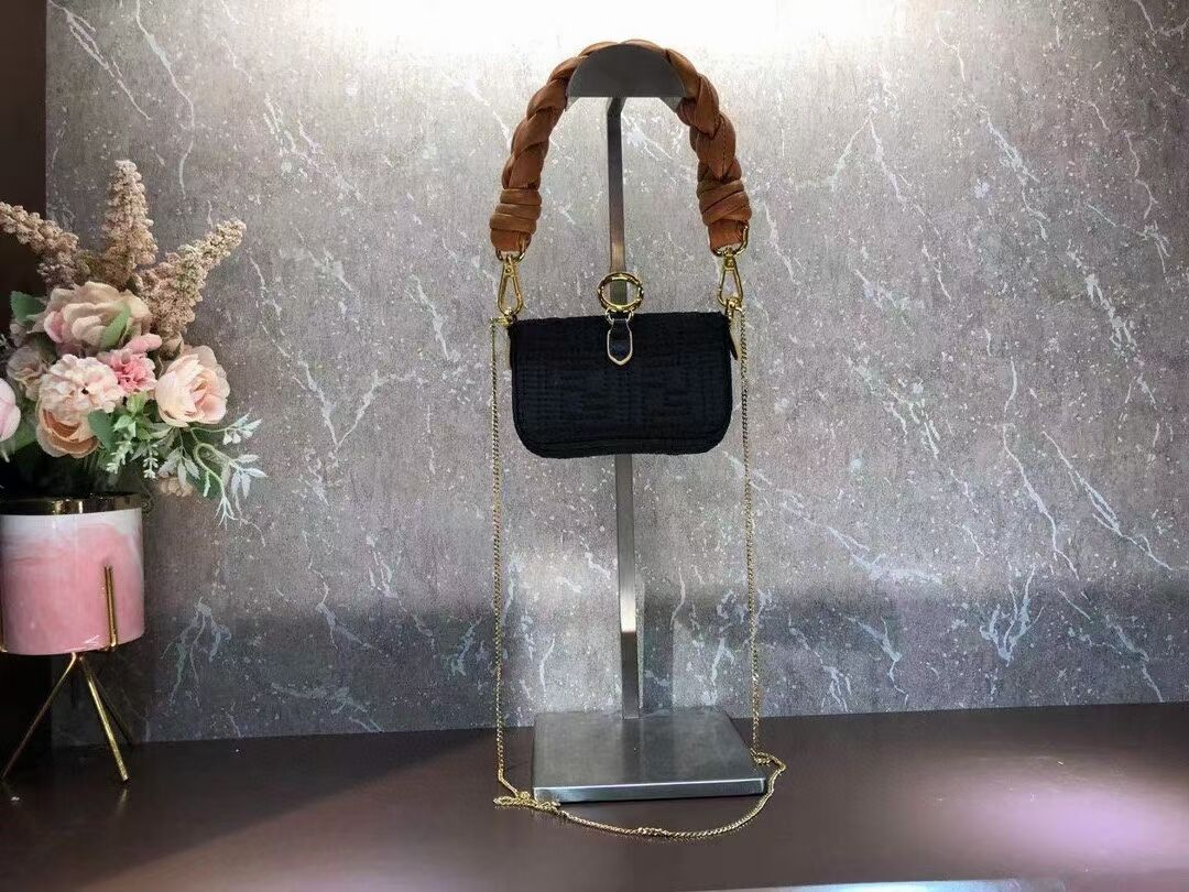 Fendi mini BAGUETTE cotton bag F6550 black