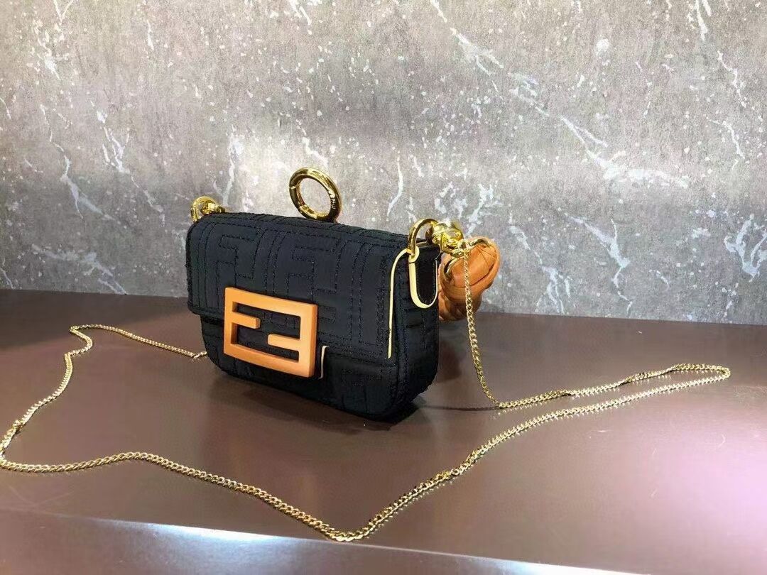 Fendi mini BAGUETTE cotton bag F6550 black