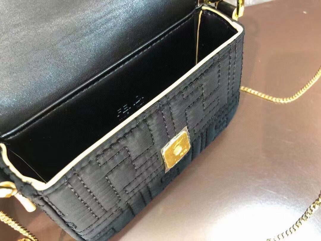 Fendi mini BAGUETTE cotton bag F6550 black