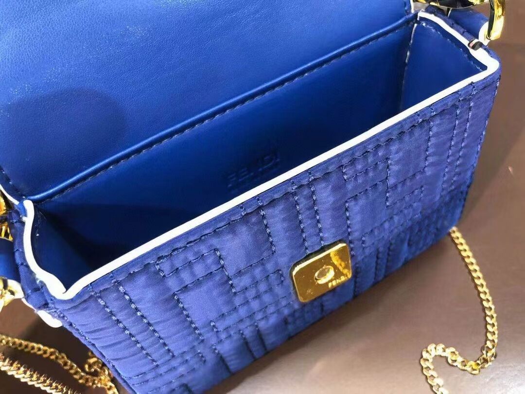 Fendi mini BAGUETTE cotton bag F6550 blue