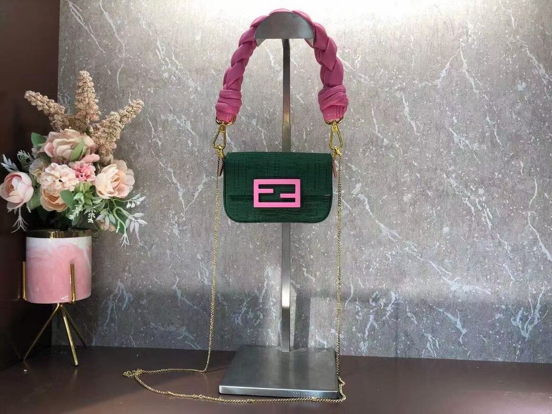 Fendi mini BAGUETTE cotton bag F6550 green