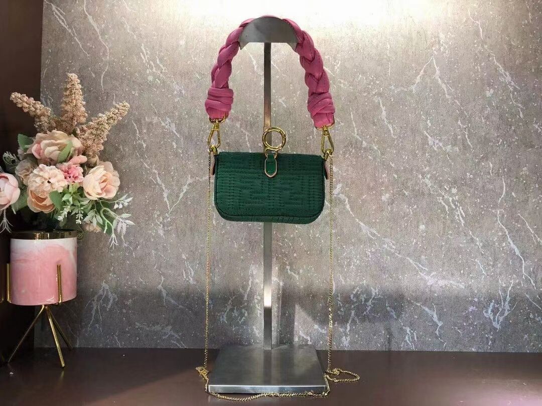 Fendi mini BAGUETTE cotton bag F6550 green