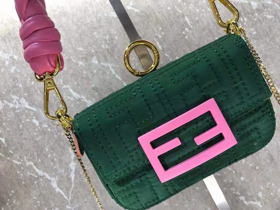 Fendi mini BAGUETTE cotton bag F6550 green