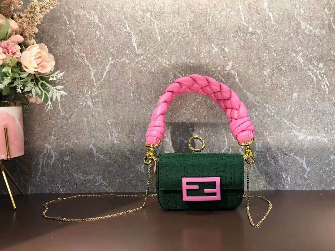 Fendi mini BAGUETTE cotton bag F6550 green