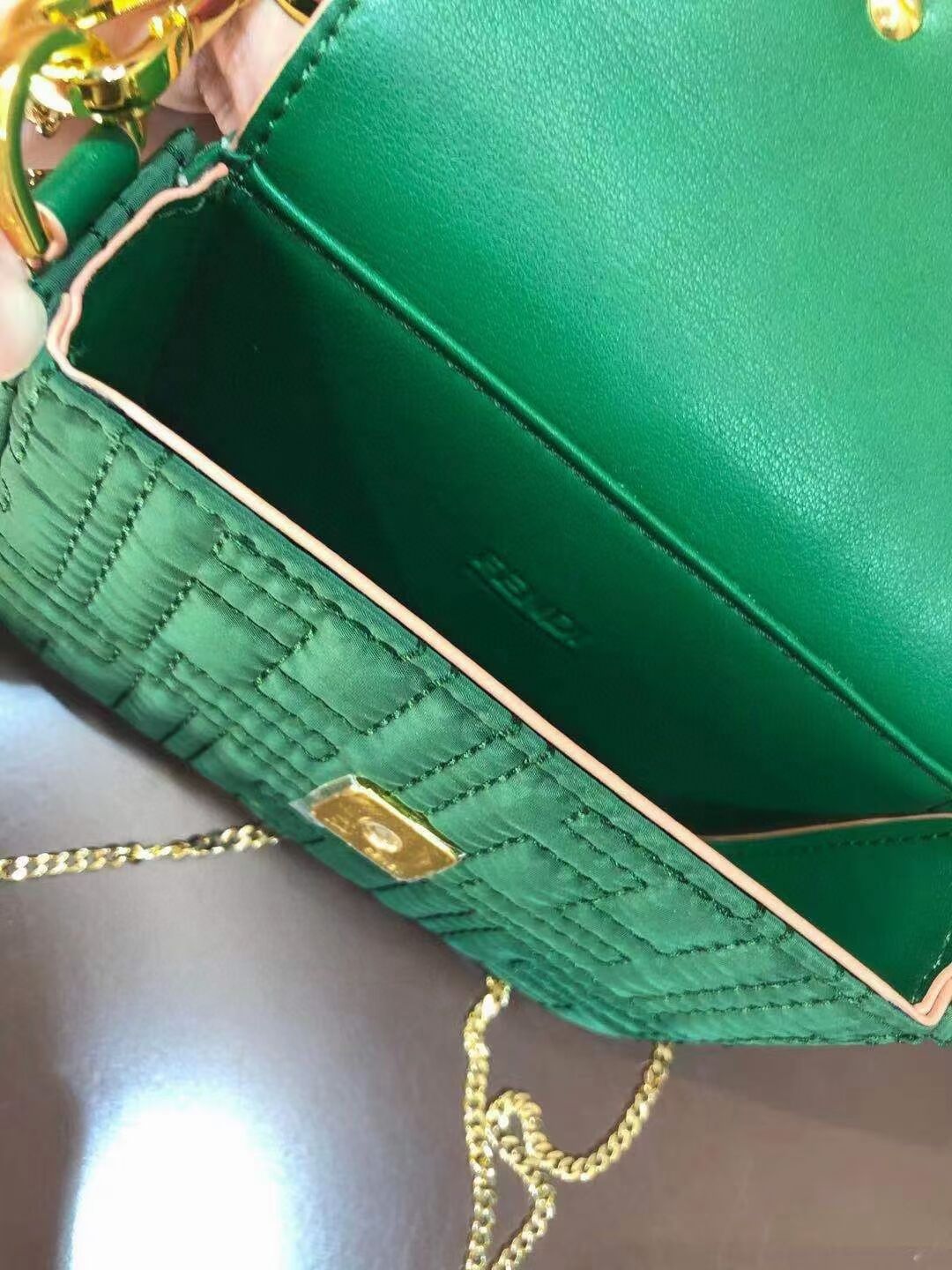 Fendi mini BAGUETTE cotton bag F6550 green