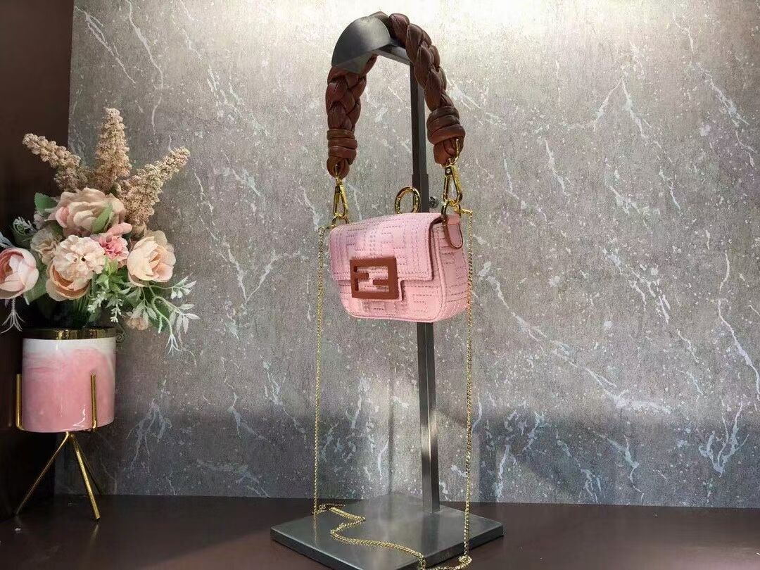 Fendi mini BAGUETTE cotton bag F6550 pink