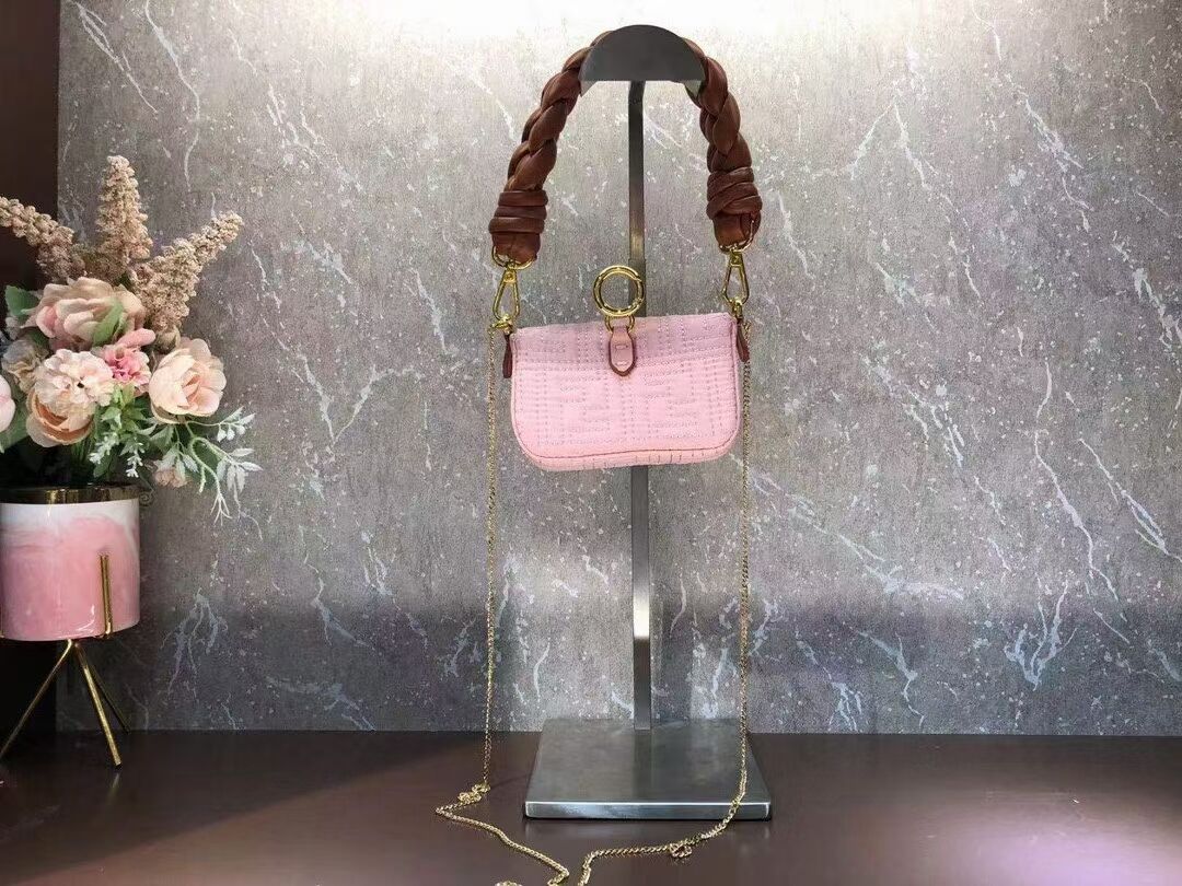 Fendi mini BAGUETTE cotton bag F6550 pink