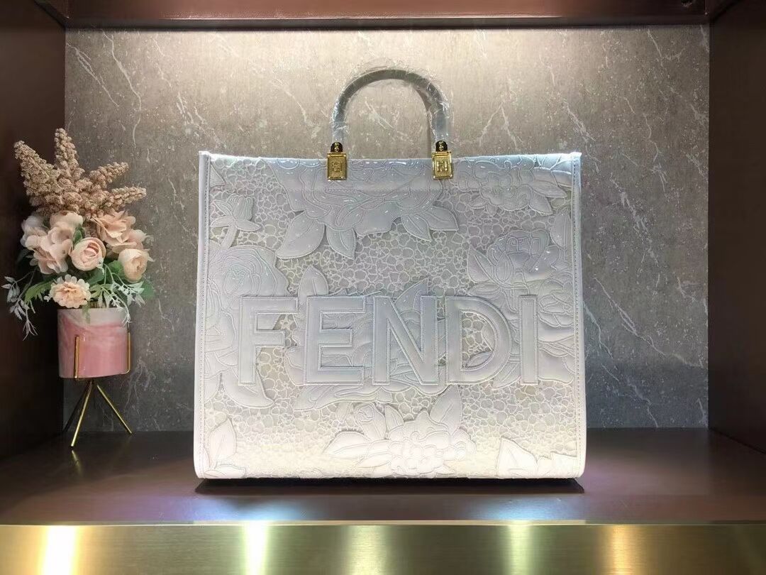 FENDI LARGE embroidery bag 8BH386AB white