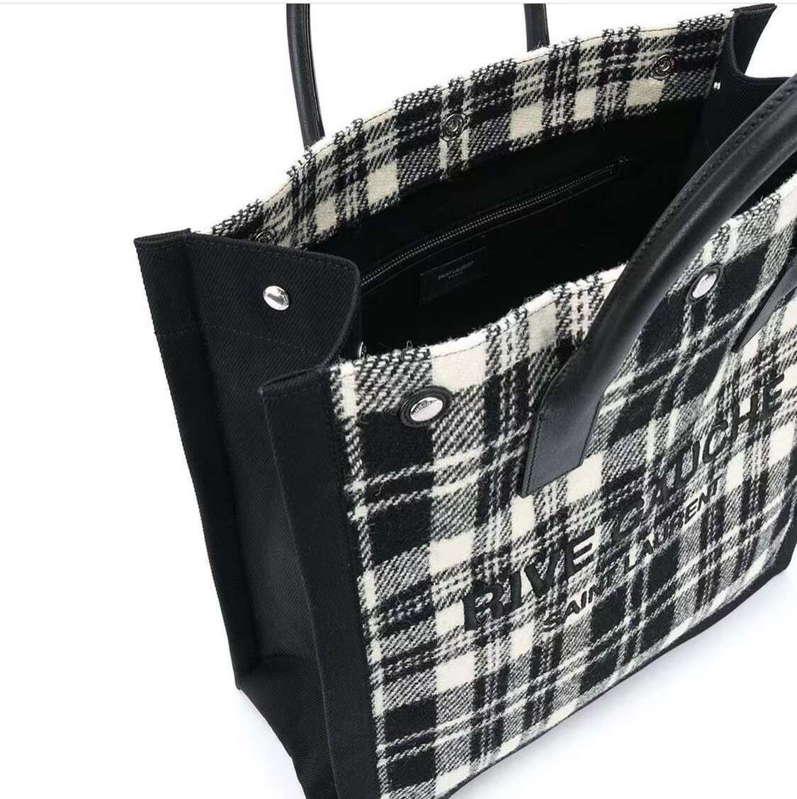 Yves Saint Laurent Tote Book LINEN Shopping Bag Y509416 black