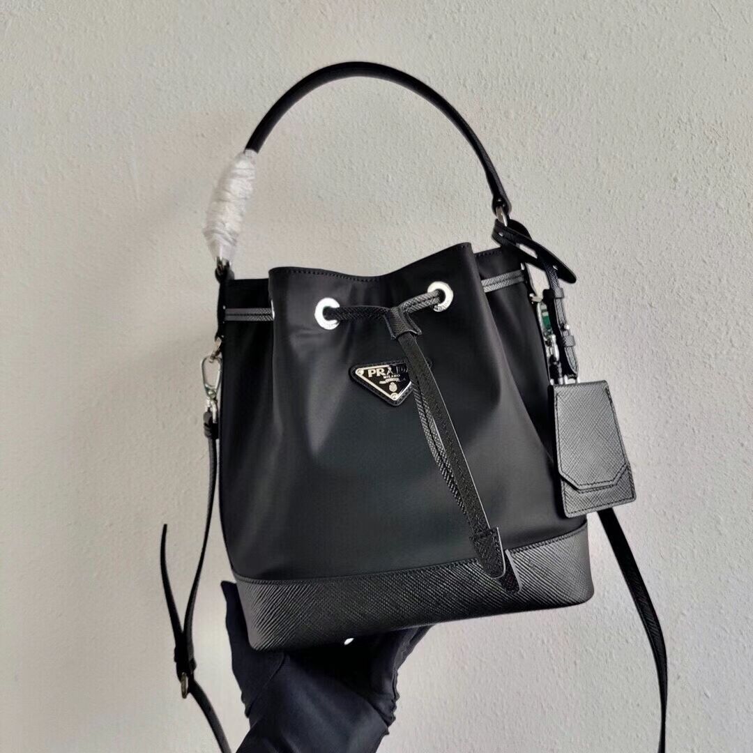 Prada Saffiano leather mini shoulder bag 1AE055 black