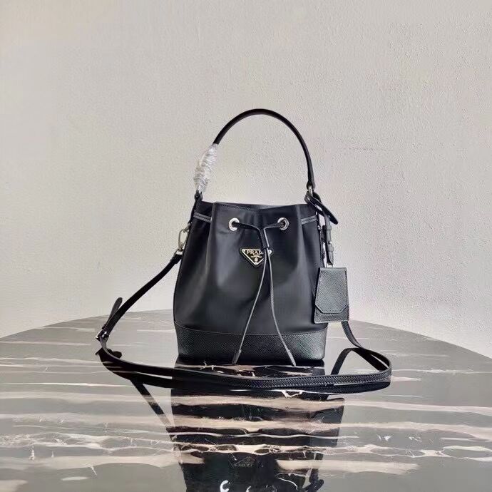 Prada Saffiano leather mini shoulder bag 1AE055 black
