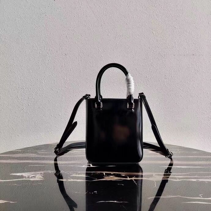 Prada Small brushed leather tote 1AD331 black