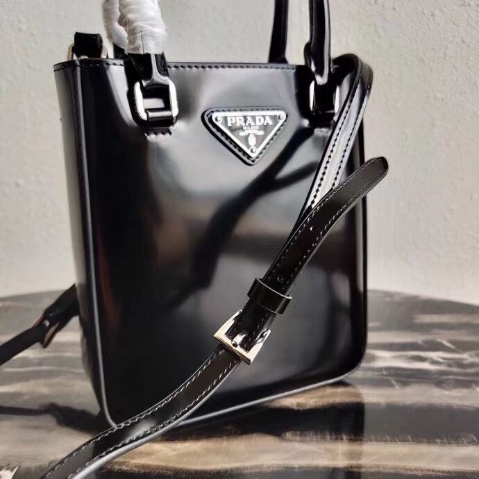 Prada Small brushed leather tote 1AD331 black