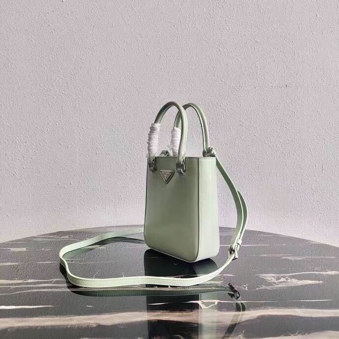 Prada Small brushed leather tote 1AD331 light green