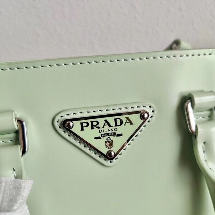 Prada Small brushed leather tote 1AD331 light green