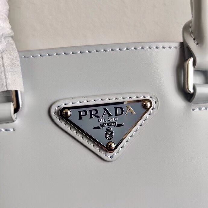 Prada Small brushed leather tote 1AD331 light grey