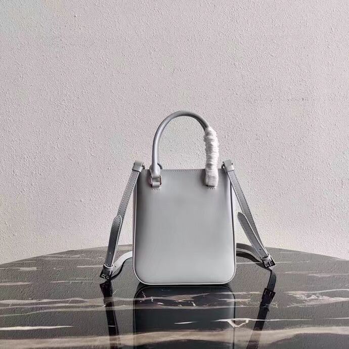 Prada Small brushed leather tote 1AD331 light grey