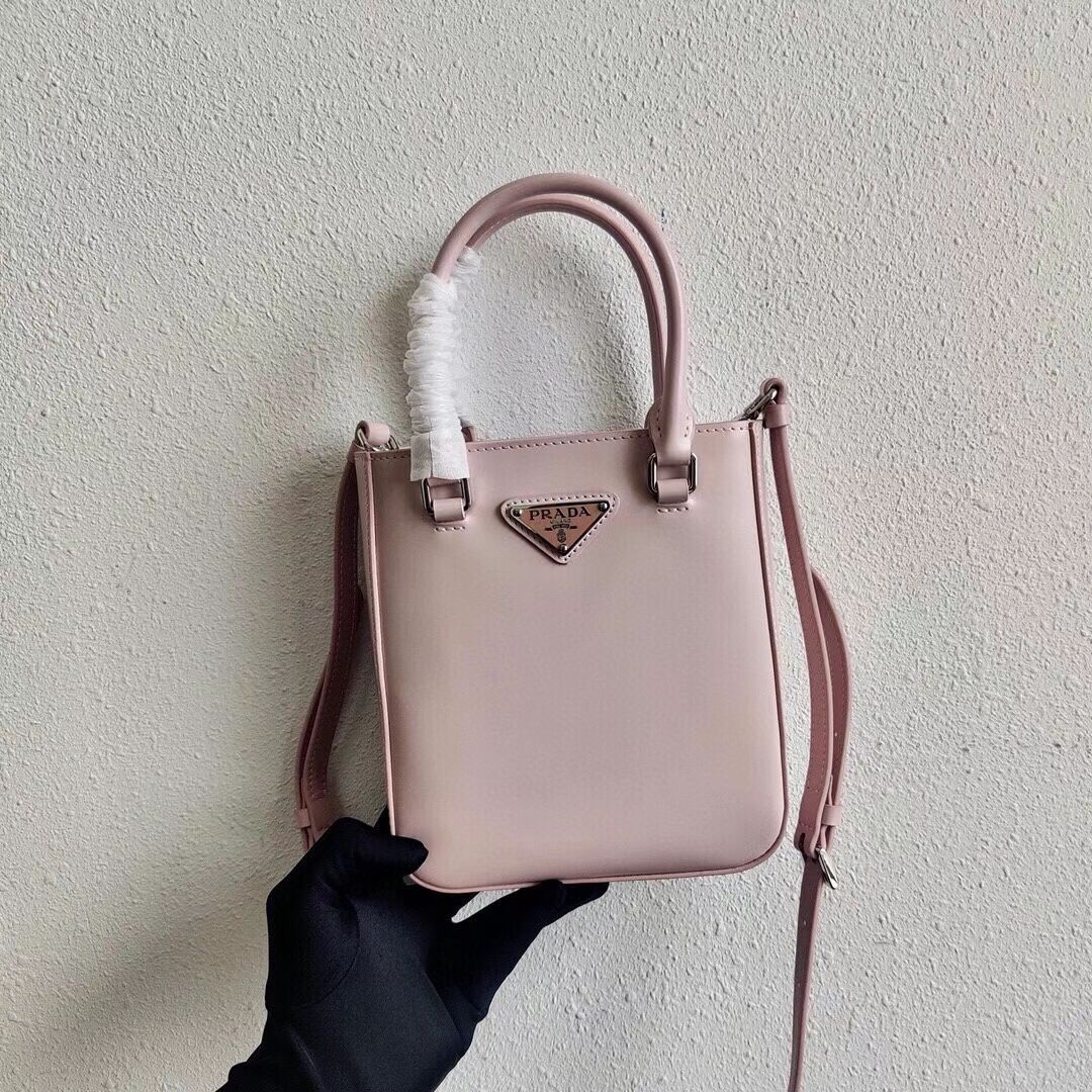 Prada Small brushed leather tote 1AD331 pink