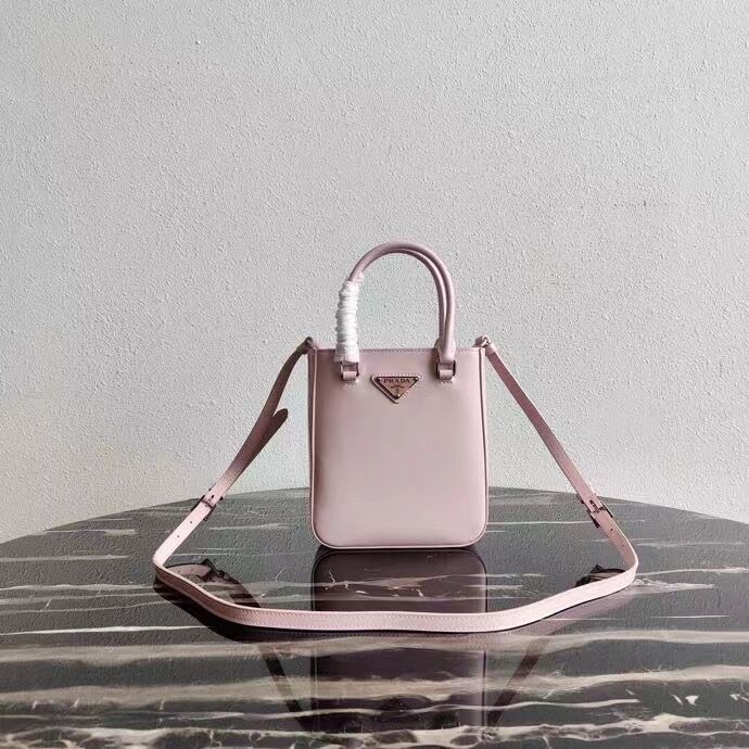 Prada Small brushed leather tote 1AD331 pink